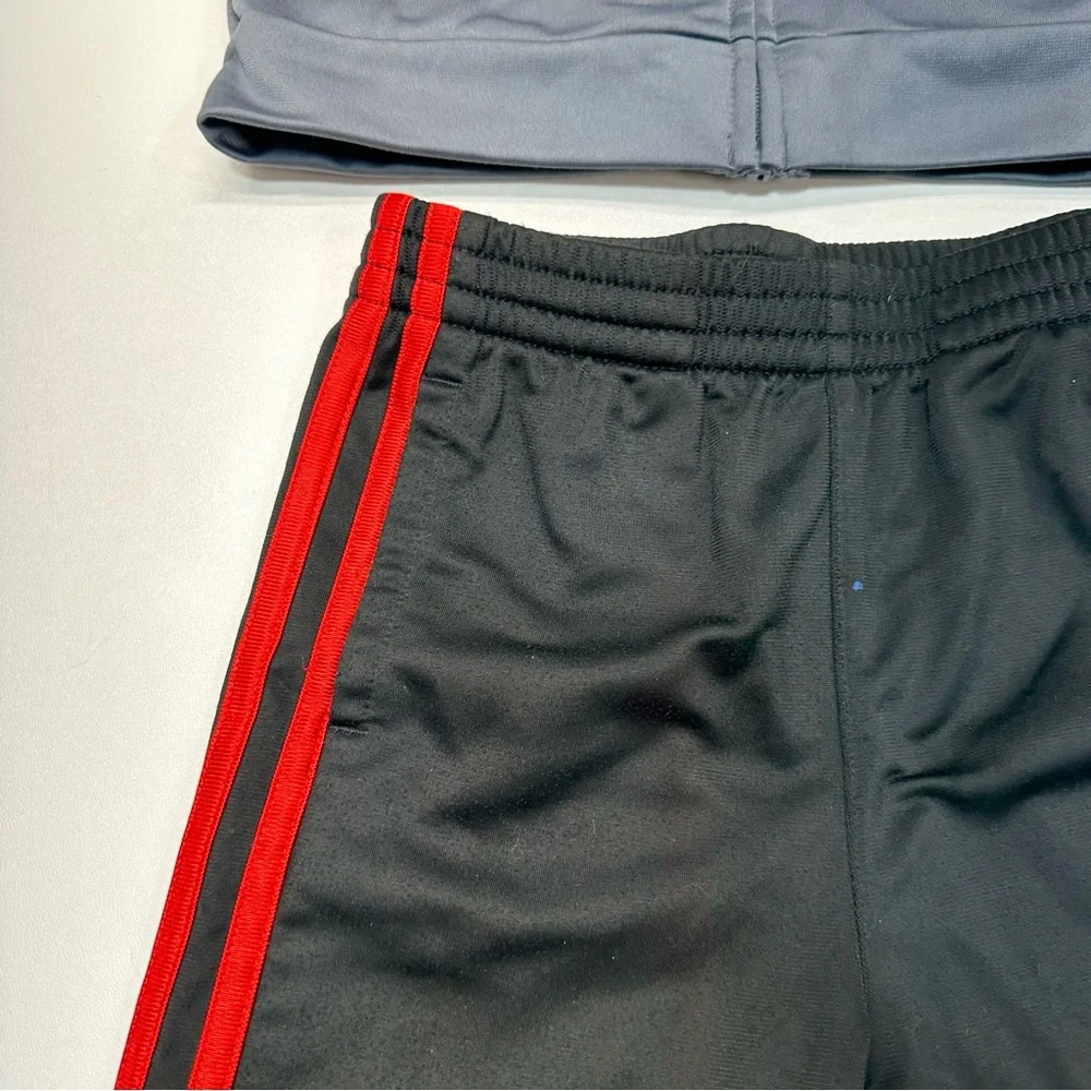 Adidas Two Piece Track Suit Pants Zip Up Jacket Black Gray Red Boys Size 3T